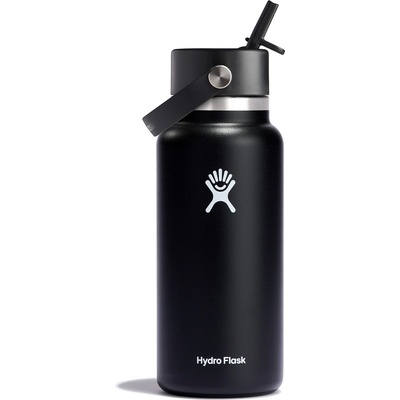 Hydro Flask Wide Mouth Water Bottle 946 ml (32 oz) with Flex Straw Cap - Black