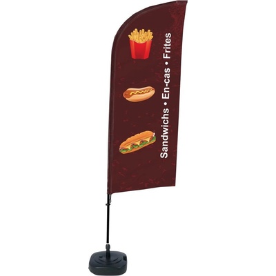 Jansen Display Kompletní sada reklamní vlajky ve tvaru křídla, Svačiny, francouzština, 1105 x 3300 mm