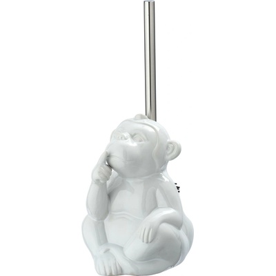 Wenko WC kefa a držiak Monkey Quiet 22 cm keramický biely