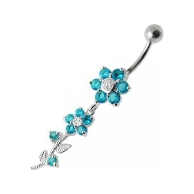 Šperky4U stříbrný piercing do pupíku kytička BP01136-Q