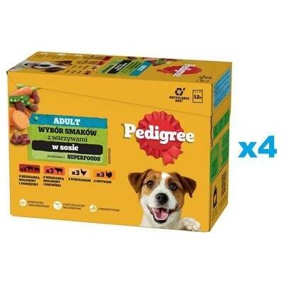 Pedigre Adult Výběr příchutí se zeleninou v omáčce s kuřecím hovězím krůtím jehněčím masem 48 x 100 g