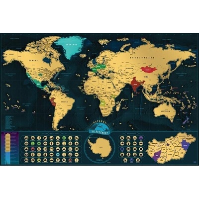 Stírací mapa světa - maďarská verze