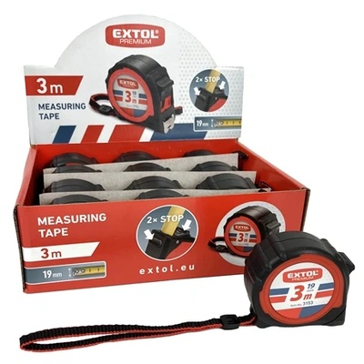 Extol Premium 3153 ИЗМЕРВАТЕЛНА ЛЕНТА, ГУБРОВО-РИНФОРМИРАНА, 2 СТОПОВЕ, 3Mx19MM (3153)