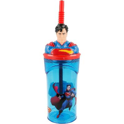 Чаша със сламка и 3D фигура Stor Superman - 360 ml (93058)