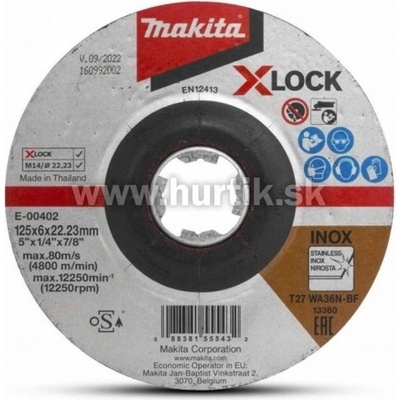 MAKITA Kotúč brúsny 125 X-LOCK (oceľ, nerez, liatina)