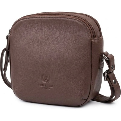 Paolo Peruzzi Tmavě hnědá dámská kožená crossbody kabelka Ashley