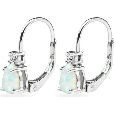 JVD Dámské klasické stříbrné náušnice s bílými opály SVLE0855XH2O100