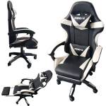 PRO-X Goborelax Геймърски стол с масажна функция, поставка за крака - черно и бяло (bm028)