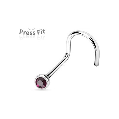 Šperky4U zahnutý piercing do nosu zirkon N1122A-020