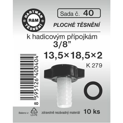 HARTMAN těsnění pryžové ploché k hadicovým přípojkám 3/8", sada č. 40