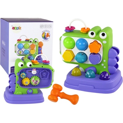 Lean Toys Vzdelávací panel s dinosaurami, hra Whac-A-Mole Sorter pre deti, fialová