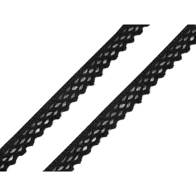 Pro Háčkování Bavlněná krajka 12 mm paličkovaná černá 5 m