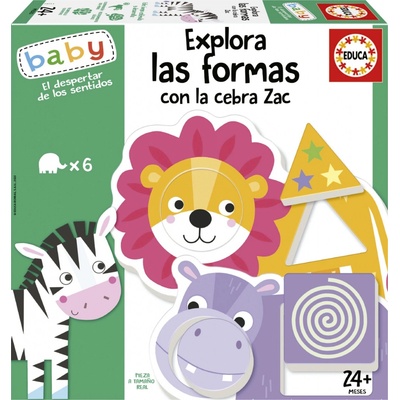 EDUCA Baby vkladačka Preskúmaj tvary so zebrou Zakem 6x2 dieliky
