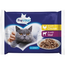 PreVital Cat kuracie teľacie v omáčke 4 x 100 g