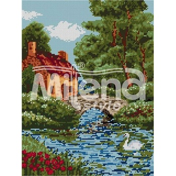 Milena Style Мелница край реката - гоблен със схема конци dmc 1: 4