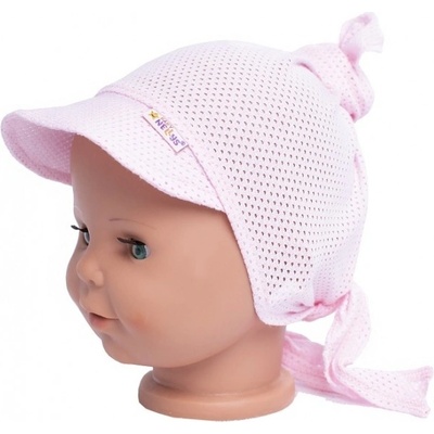 Detská sieťkovaná šatka so šiltom na zaväzovanie Uzlík Baby Nellys ružová