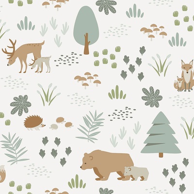 Esta Home 139247 Vliesová detská tapeta na stenu Zvieratká v lese Forest Friends rozmery 0,53 x 10,05 m