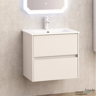 Inter Ceramic Долен конзолен pvc шкаф за баня bg 5955 + МИВКА icc 6066 / 4661 БЯЛ ГЛАНЦ