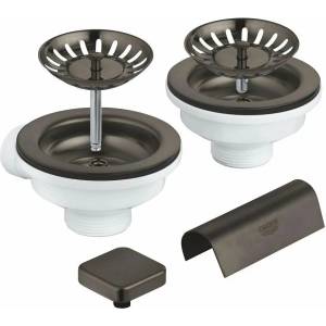 GROHE Комплект за двойна мивка Grohe с декорация с бутони, матов графит 40999AL0 (40999AL0) Мивка за вграждане