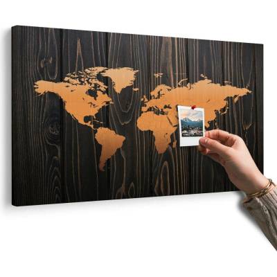 Obraz na korku oranžová mapa na dřevě - 120x80 wooden