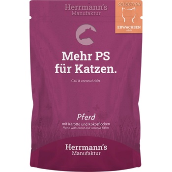 Herrmanns 40х100г Bio-Selection Herrmann's, консервирана храна за котки - конско месо с био моркови и кокосови стърготини