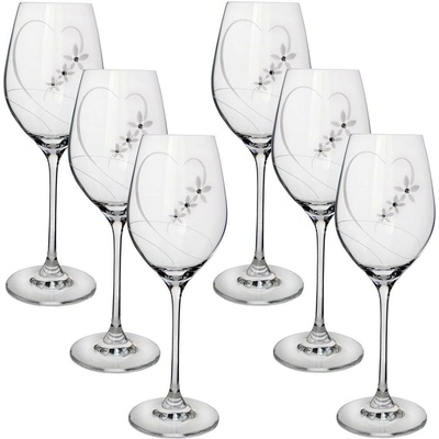 Preciosa Sklenice na víno s krystaly srdce 6 x 360 ml