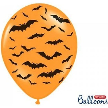 PartyDeco Balonek latex oranžový Netopýři 30 cm