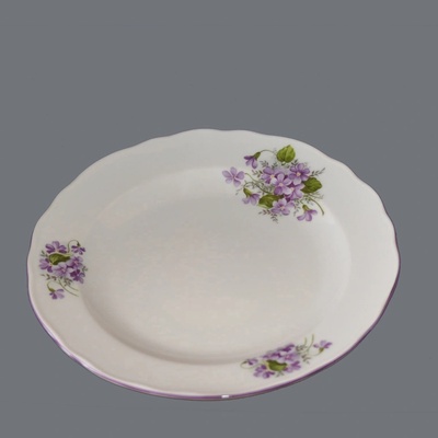 Český Porcelán Dubí Tanier plytký 26cm Fialky