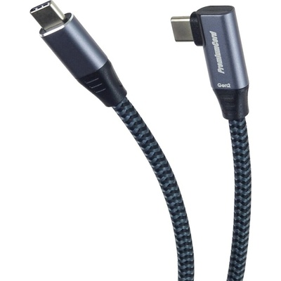 PremiumCord ku31cu1 USB-C zahnutý ( USB 3.2 GEN 2, 3A, 60W, 20Gbit/s ), 1m