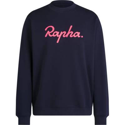 Rapha Мъжко яке за тренировка Rapha Heavyweight Cotton Sweatshirt Large Logo Training jacket - Dark Navy / High-Vis Pink - размер XXL (003-3465-0316)