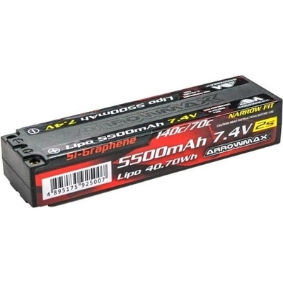 Arrowmax AM Lipo 5500 mAh 2S TC Narrow 7.4 V 70C Continuous 140C Burst Si-Graphene AM-700120