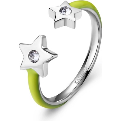 S'Agapõ Ocelový prsten se žlutým smaltem Hvězdičky Vibes SVB69