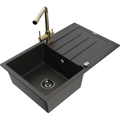 Mexen Bruno гранитна мивка с 1 корито с отцедник и кухненски смесител Duero, (6513-75-671600-50-B)