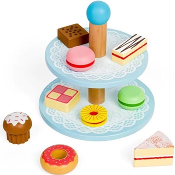 Image 1 of Bigjigs Toys Дървен комплект Bigjigs - Поставка за торта и лакомства, с 9 части (BJ621)