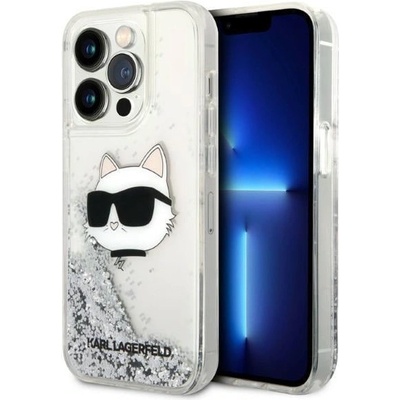 KARL LAGERFELD Кейс Karl Lagerfeld KLHCP14XLNHCS за iPhone 14 Pro Max 6.7", сребрист / сребрист, твърд, Glitter Choupette Head (KF001421-0)