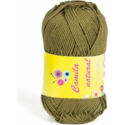 Pletací / háčkovací příze Storex CAMILA NATURAL 154 army zelená, jednobarevná, 50g/125m