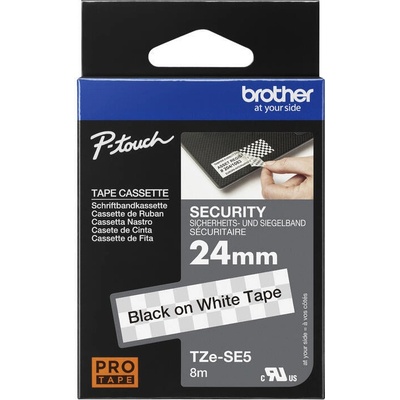 Brother TZE-SE5 24 mm x 8 m černý tisk/bílý podklad plombovací originální páska