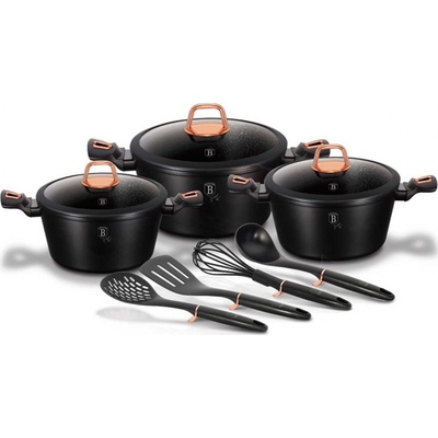 BerlingerHaus sada hrncov s mramorovým povrchom 10ks BH-6154 Black Rose Collection