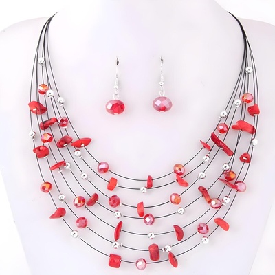 HARAHU Комплект бижута br-29101 - Червен kp29101 (br-29101)
