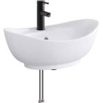 vidaXL Мивка за баня с кран и отвод Матово черно 59 x 35 x 21 см (890219)