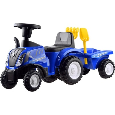 Megacar Traktor s vlečkou New Holland + lopatka s hrabličkami modré