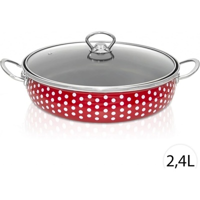 Perfect Home 28161 Smaltovaný kastrol s poklicí TEČKY 2,4L, 30 cm, červená