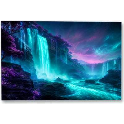 Plakát – Tyrkysové vodopády ve fantasy krajině Bez rámu Bez rámu Ano 105 × 70 cm