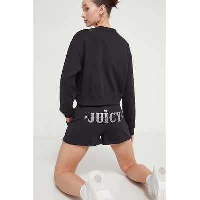Juicy Couture Къс панталон Juicy Couture в черно с апликация с висока талия (JCBHS223825.101)