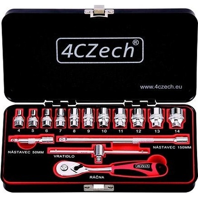 4CZech gola sada 1/4" 4-14mm ráčna 72 zubů, 15ks 4CZ-146-15 – Hledejceny.cz