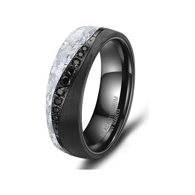 Marrya Dámský snubní prsten BLACK TITANIUM Karbon se zirkony BT 13ZR