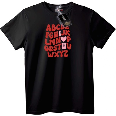 NOONEBRAND Тениска Азбучно Сърце - XXS, Black