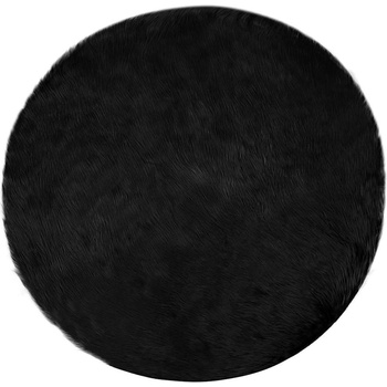 vidaXL Изкуствен килим от кожи Черно 120 x 120 cm Полиестер (42021581)