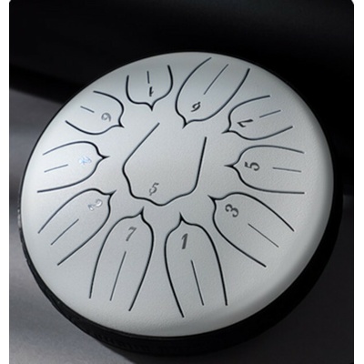 Tongue drum 6" 15cm 11 tónov D-dur Biely lotus s príslušenstvom
