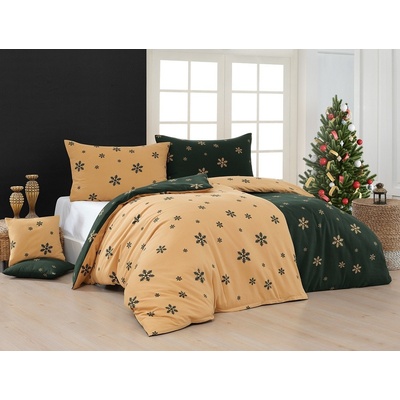 Matějovský obliečky Vločky zelené Bavlna de luxe 70x90 140x200